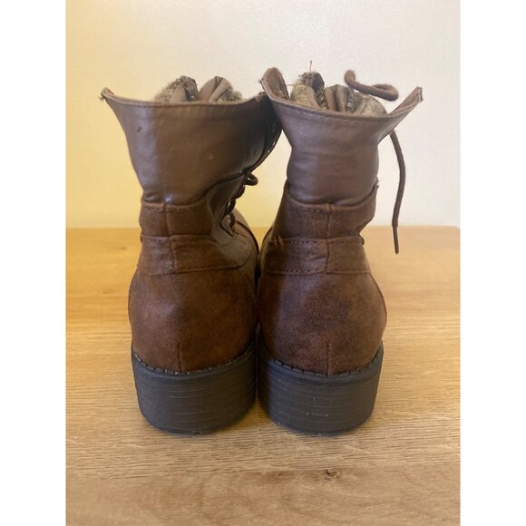 Faded Glory Women’s Brown Faux Leather Lace-Up Ankle Boots Size 8 - Picture 3 of 7